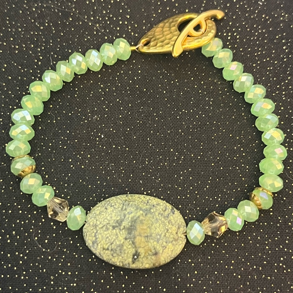 Jasper and Cut Bead Bracelet